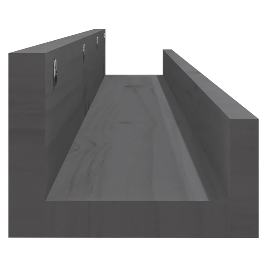 Wandschappen 2 St 110X12X9 Cm Massief Grenenhout Grijs