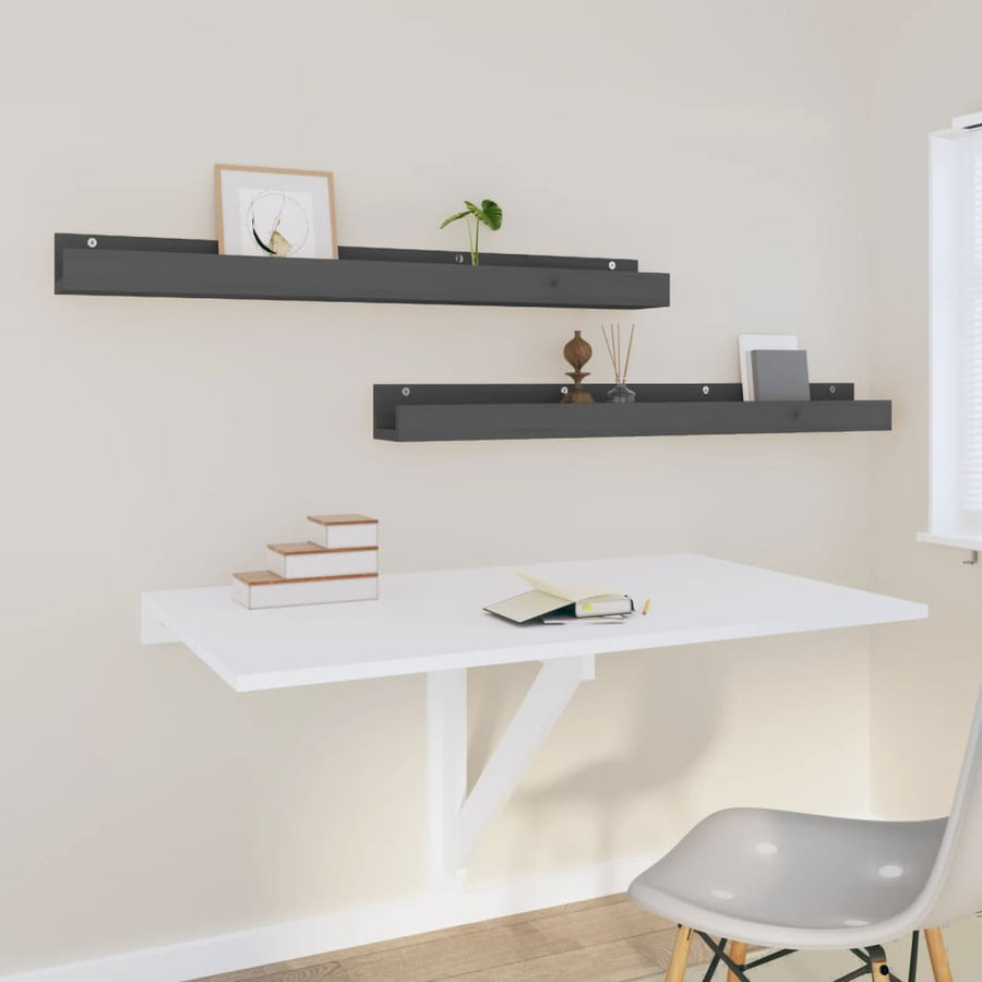 Wandschappen 2 St 110X12X9 Cm Massief Grenenhout Grijs
