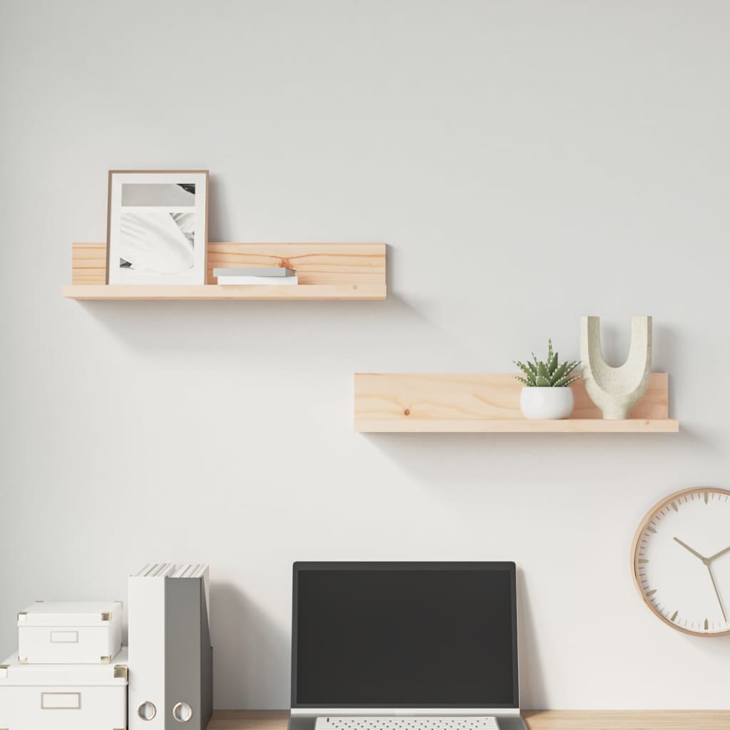 Wandkasten 2 St 50X11X9 Cm Massief Grenenhout 50 x 11 x 9 cm Naturel