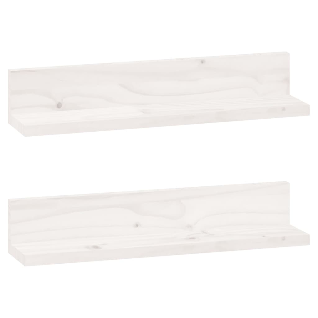 Wandkasten 2 st 50x11x9 cm massief grenenhout wit
