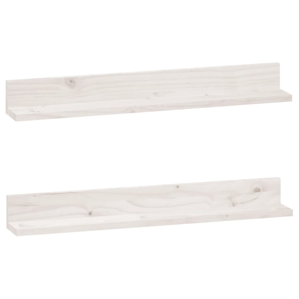 Wandkasten 2 st 80x11x9 cm massief grenenhout wit