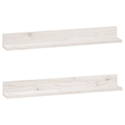 Wandkasten 2 st 80x11x9 cm massief grenenhout wit