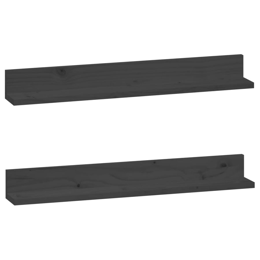 Wandkasten 2 St 80X11X9 Cm Massief Grenenhout Grijs
