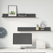 Wall Cabinets 2 pcs 80x11x9 cm solid pine grey