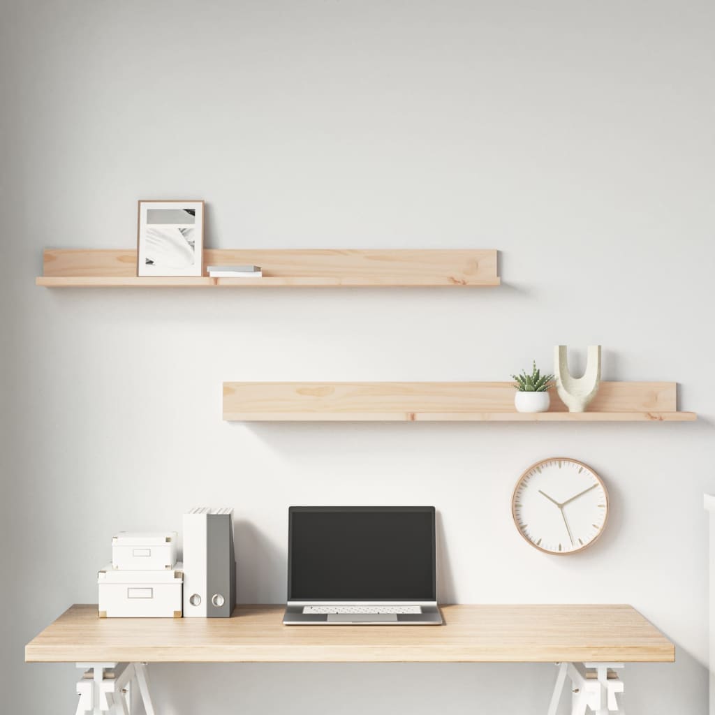 Wandkasten 2 St 110X11X9 Cm Massief Grenenhout 110 x 11 x 9 cm Naturel