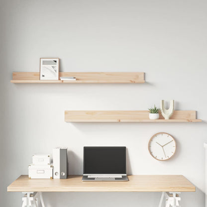 Wandkasten 2 St 110X11X9 Cm Massief Grenenhout 110 x 11 x 9 cm Naturel