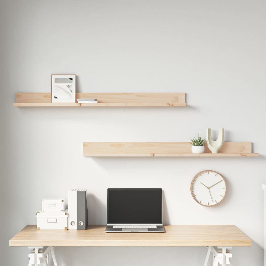 Wandkasten 2 St 110X11X9 Cm Massief Grenenhout 110 x 11 x 9 cm Naturel