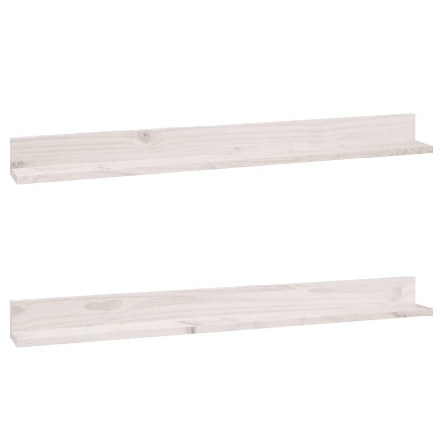 Wandkasten 2 st 110x11x9 cm massief grenenhout wit