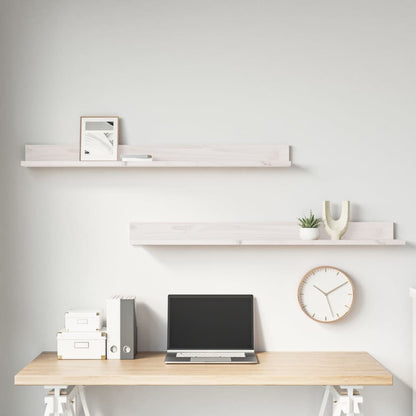 Wandkasten 2 st 110x11x9 cm massief grenenhout wit