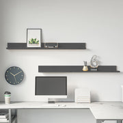 Wandplanken 2 st 110x11x9 cm massief grenenhout grijs