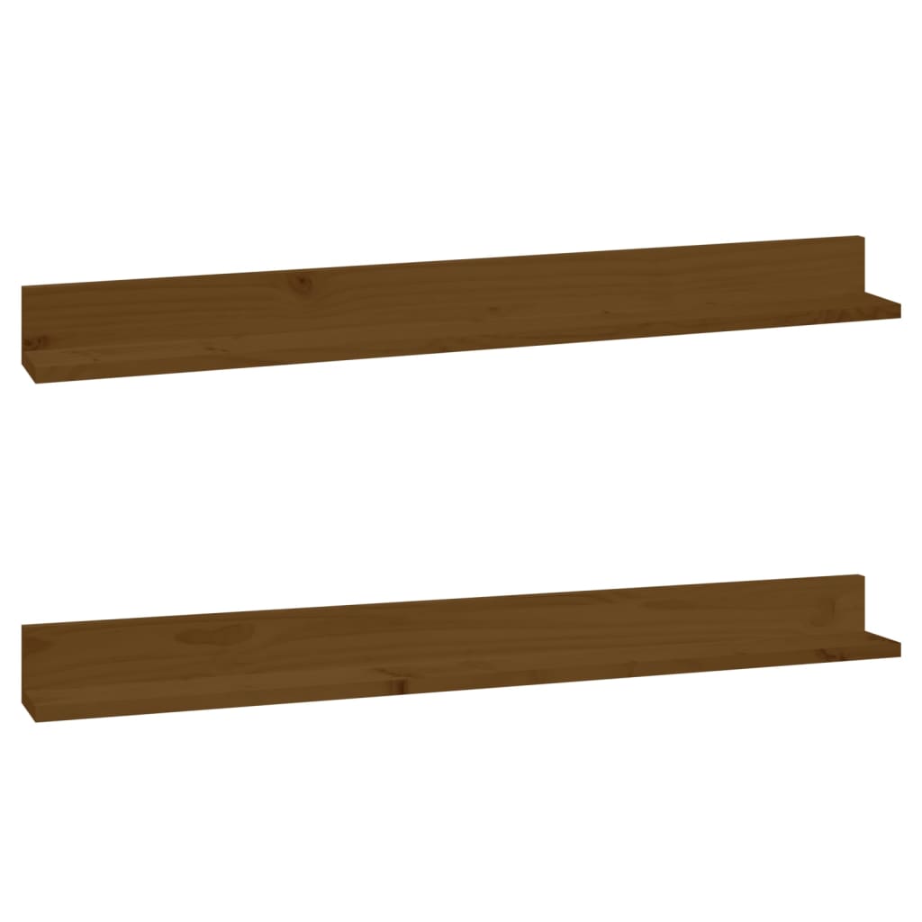 Wandkasten 2 st 110x11x9 cm massief grenenhout honingbruin