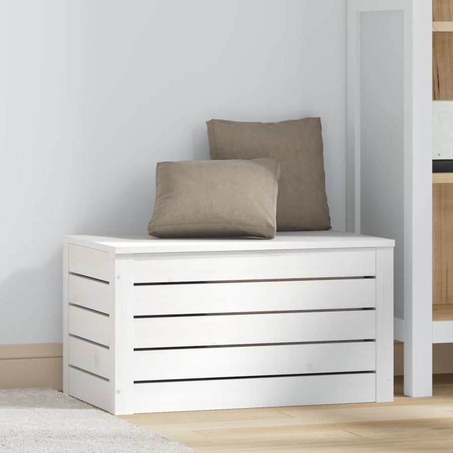Opbergbox Wit 59,5X36,5X33 Cm Massief Grenenhout