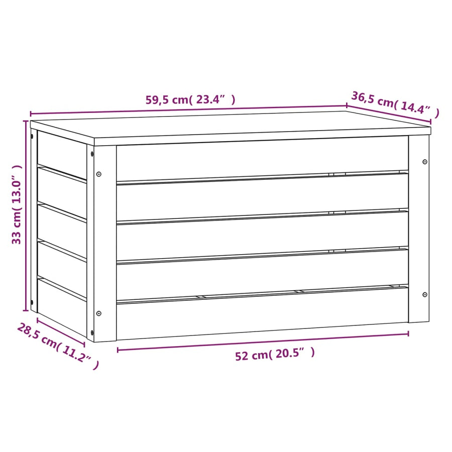 Opbergbox Wit 59,5X36,5X33 Cm Massief Grenenhout