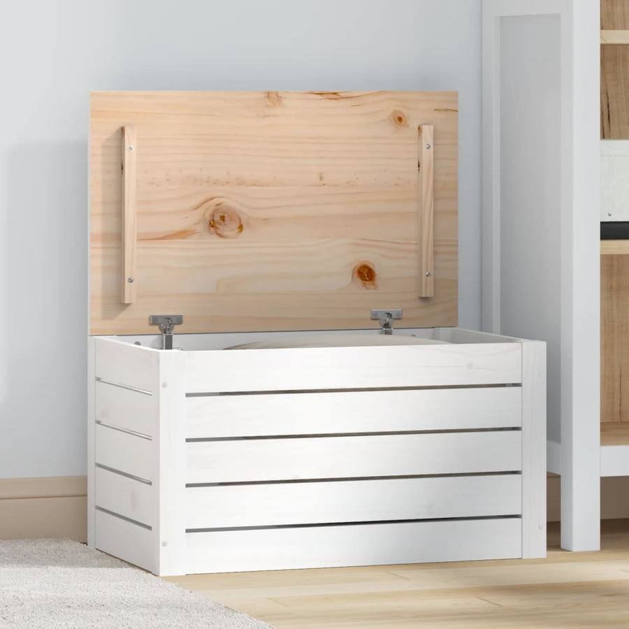 Opbergbox Wit 59,5X36,5X33 Cm Massief Grenenhout
