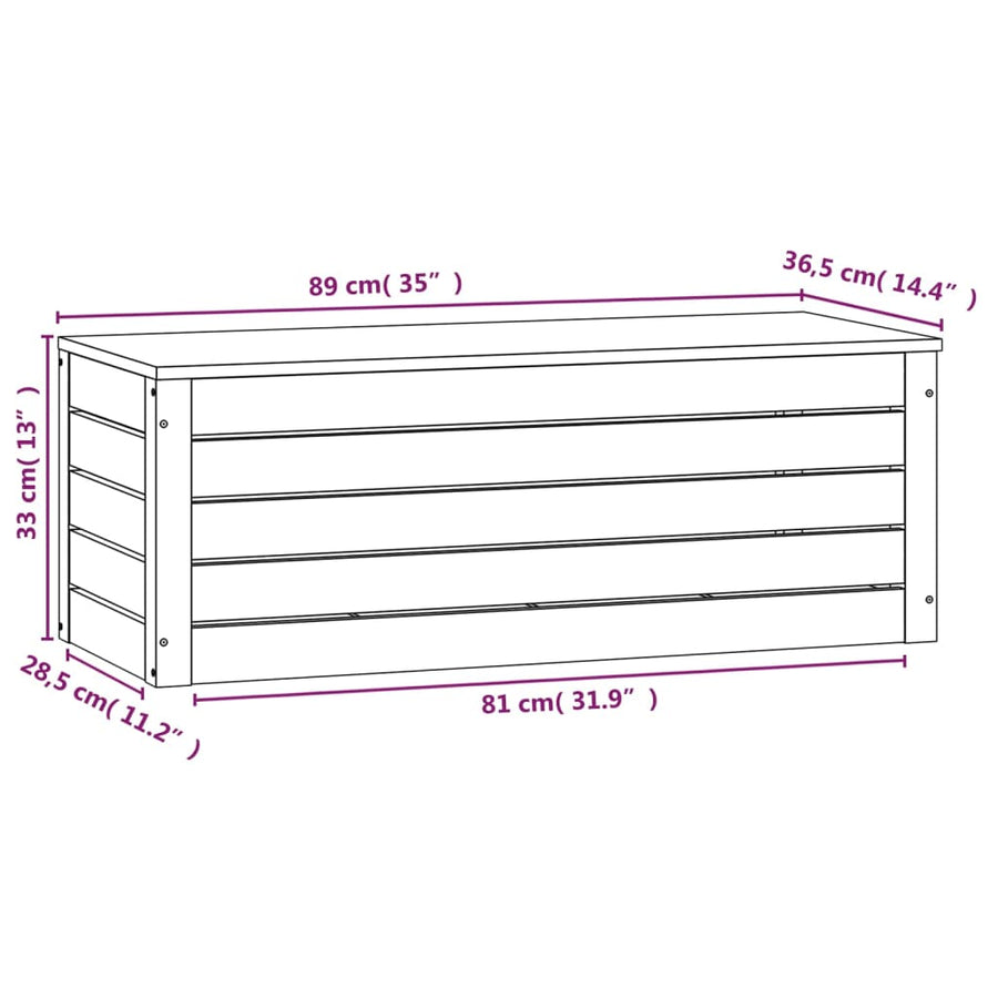 Opbergbox 89X36,5X33 Cm Massief Grenenhout