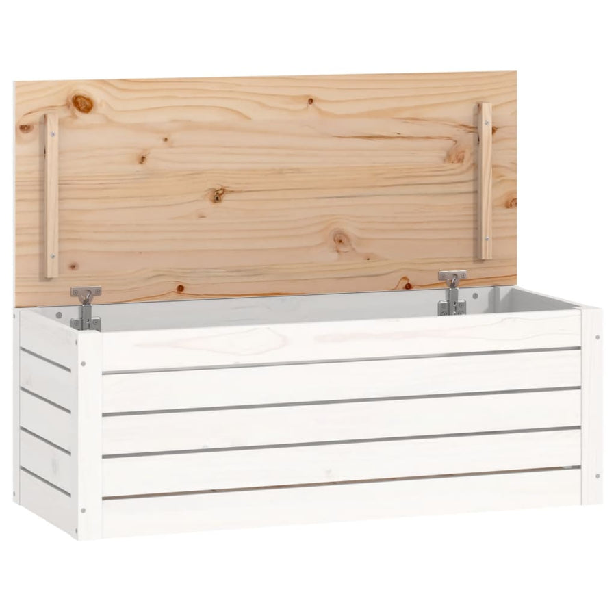 Opbergbox Wit 89X36,5X33 Cm Massief Grenenhout