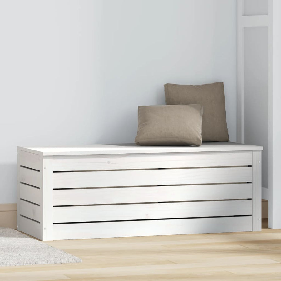 Opbergbox Wit 89X36,5X33 Cm Massief Grenenhout