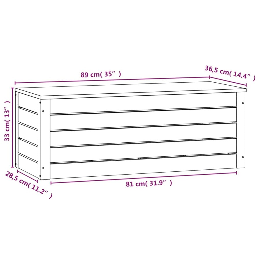 Opbergbox Wit 89X36,5X33 Cm Massief Grenenhout