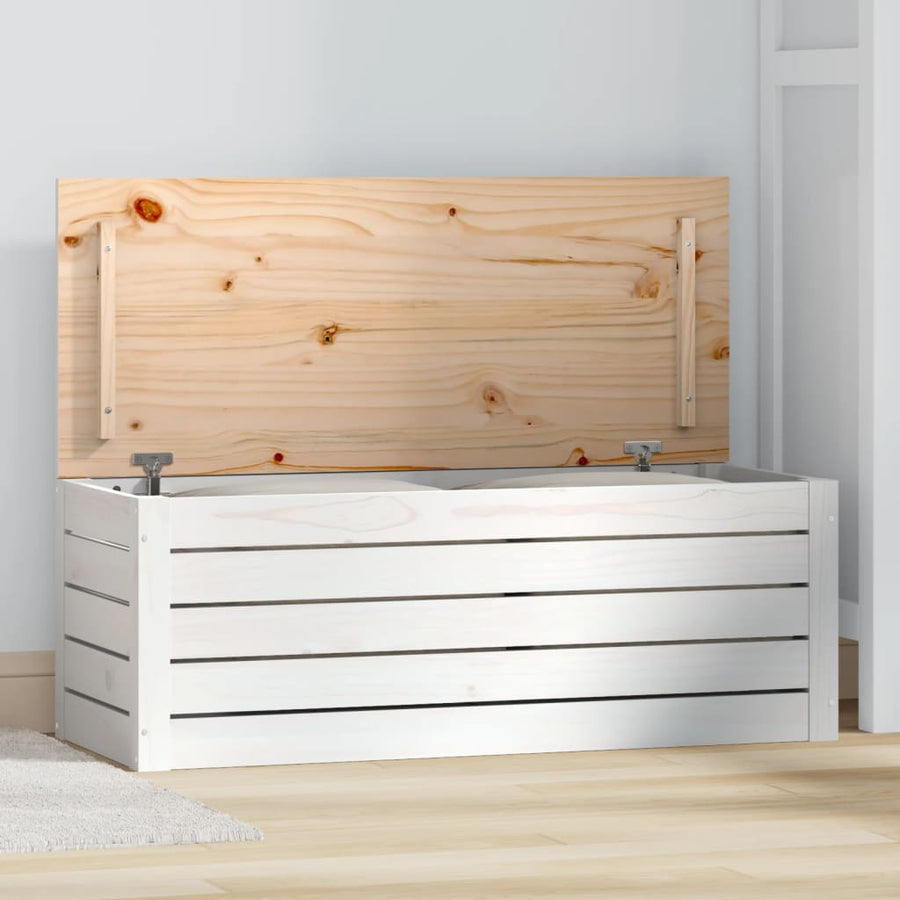 Opbergbox Wit 89X36,5X33 Cm Massief Grenenhout