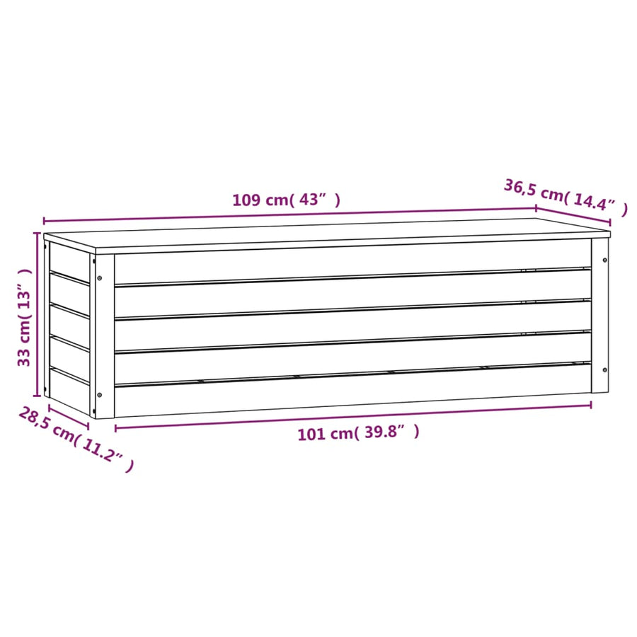 Opbergbox Wit 109X36,5X33 Cm Massief Grenenhout