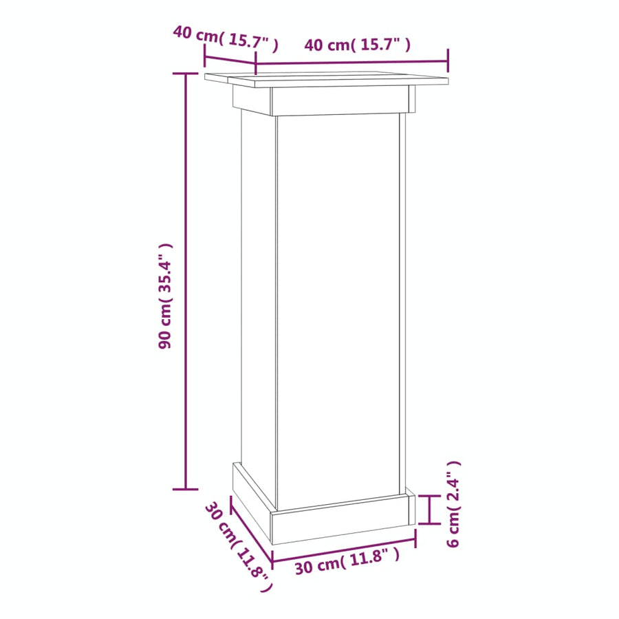 Bloemenstandaard 40x40x90 cm massief grenenhout wit 40 x 40 x 90 cm Wit