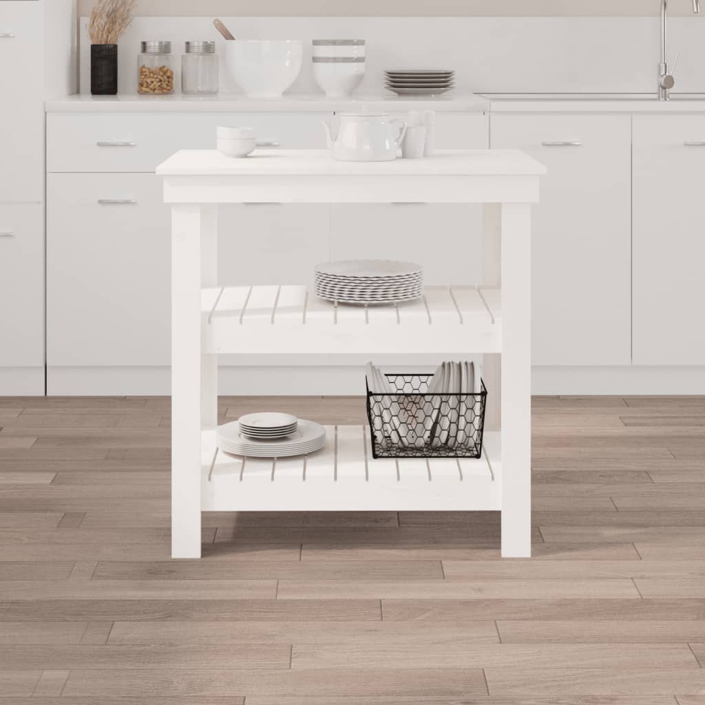 Werkbank 78,5X50X80 Cm Massief Grenenhout 78.5 x 50 x 80 cm Wit