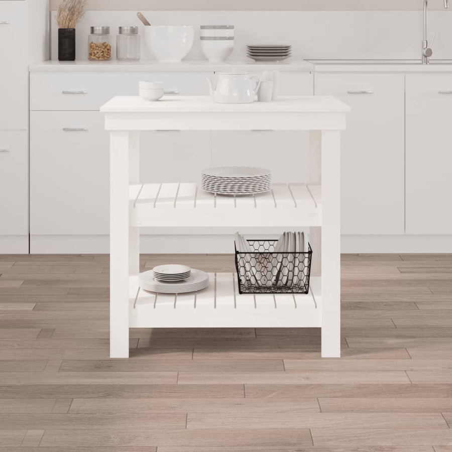Werkbank 78,5X50X80 Cm Massief Grenenhout 78.5 x 50 x 80 cm Wit