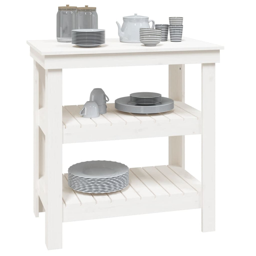 Werkbank 78,5X50X80 Cm Massief Grenenhout 78.5 x 50 x 80 cm Wit