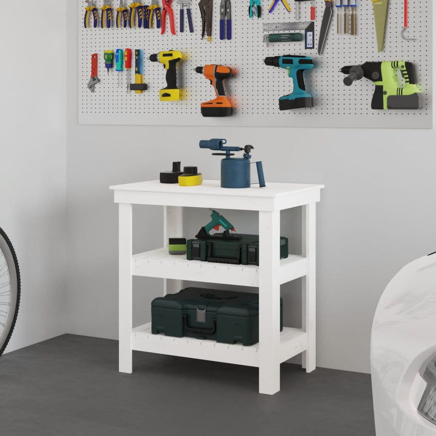 Werkbank 78,5X50X80 Cm Massief Grenenhout 78.5 x 50 x 80 cm Wit