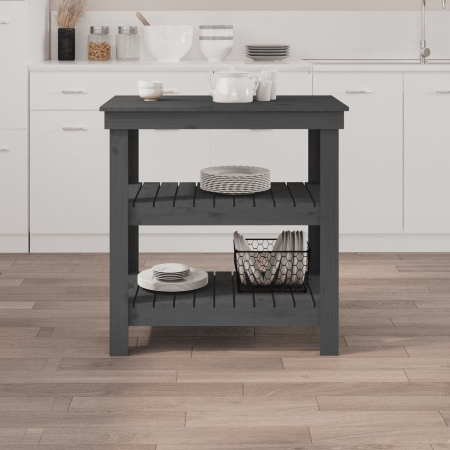 Werkbank 78,5x50x80 cm massief grenenhout grijs 78.5 x 50 x 80 cm Grijs