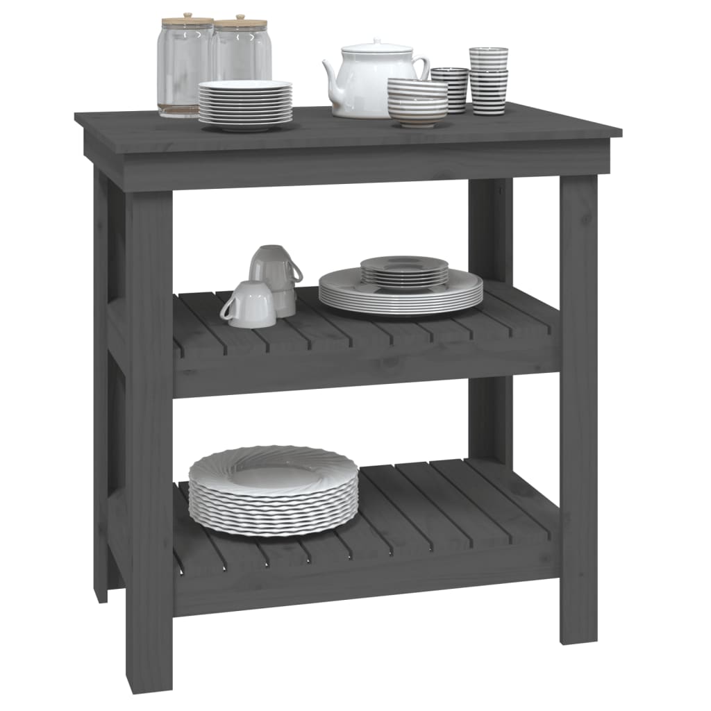 Werkbank 78,5x50x80 cm massief grenenhout grijs 78.5 x 50 x 80 cm Grijs