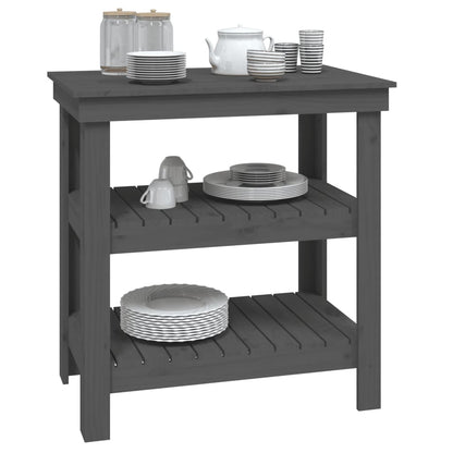 Werkbank 78,5x50x80 cm massief grenenhout grijs 78.5 x 50 x 80 cm Grijs