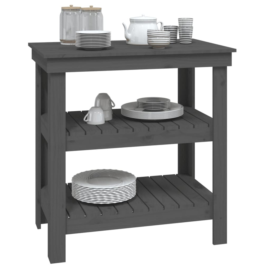 Werkbank 78,5x50x80 cm massief grenenhout grijs 78.5 x 50 x 80 cm Grijs