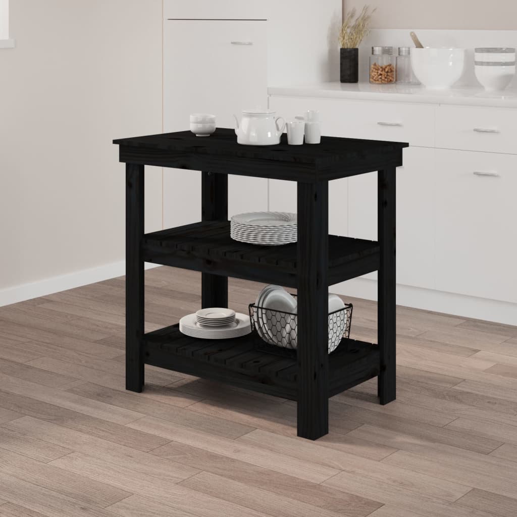 Werkbank 78,5x50x80 cm massief grenenhout zwart 78.5 x 50 x 80 cm Zwart