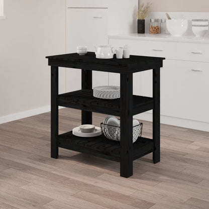 Werkbank 78,5x50x80 cm massief grenenhout zwart 78.5 x 50 x 80 cm Zwart