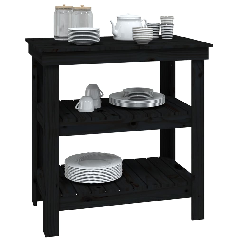 Werkbank 78,5x50x80 cm massief grenenhout zwart 78.5 x 50 x 80 cm Zwart