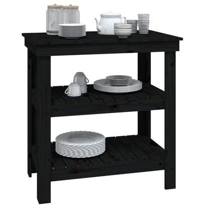 Werkbank 78,5x50x80 cm massief grenenhout zwart 78.5 x 50 x 80 cm Zwart