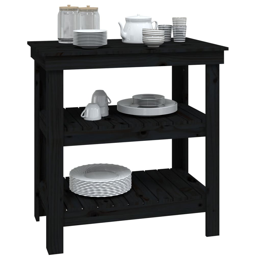 Werkbank 78,5x50x80 cm massief grenenhout zwart 78.5 x 50 x 80 cm Zwart