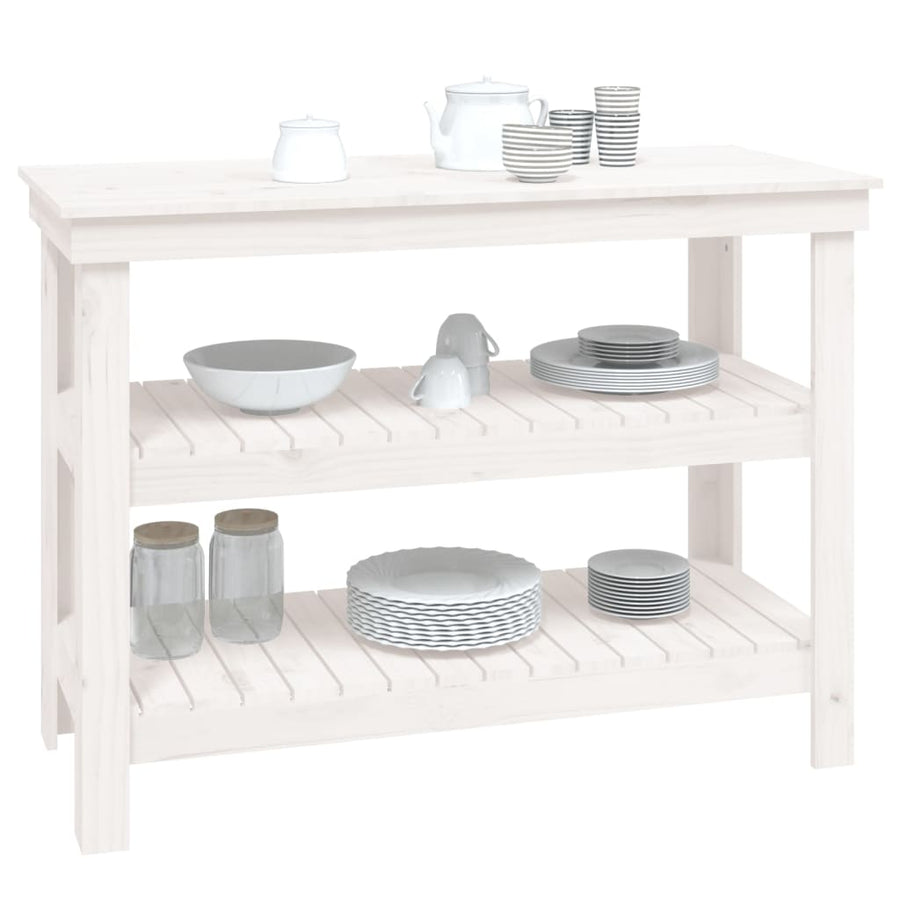 Werkbank 110,5x50x80 cm massief grenenhout wit 110.5 x 50 x 80 cm Wit