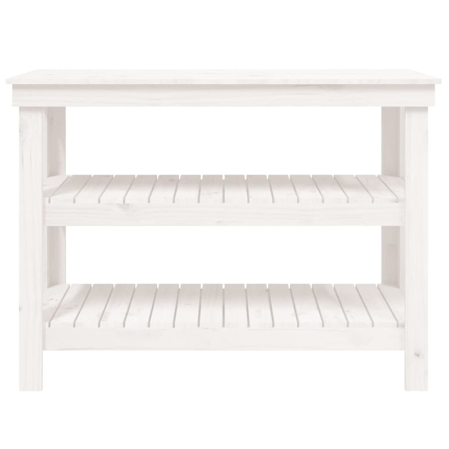 Werkbank 110,5x50x80 cm massief grenenhout wit 110.5 x 50 x 80 cm Wit