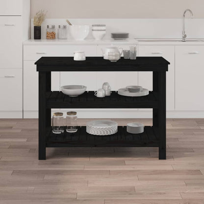 werkbank 110,5x50x80 cm massief grenenhout zwart 110.5 x 50 x 80 cm Zwart