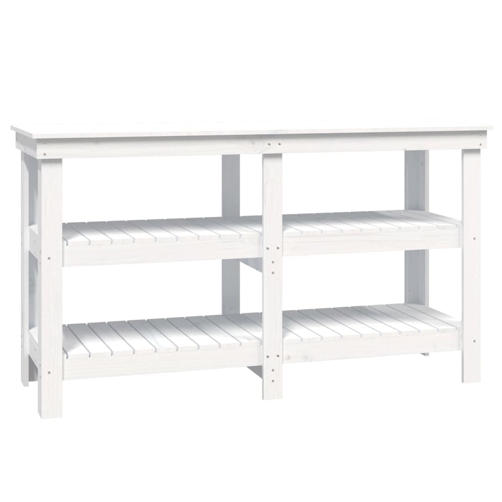 Werkbank 142,5x50x80 cm massief grenenhout wit 142.5 x 50 x 80 cm Wit