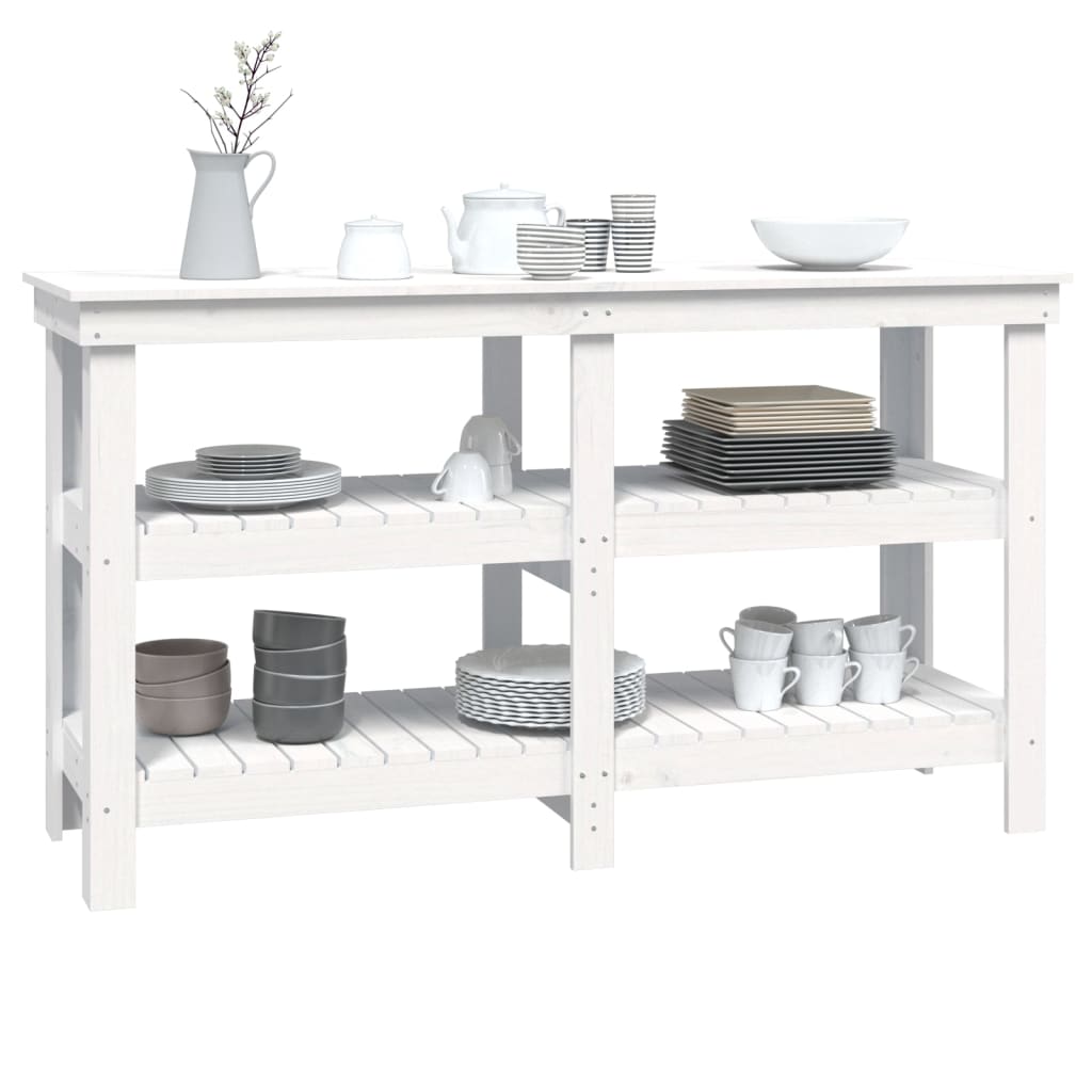 Werkbank 142,5x50x80 cm massief grenenhout wit 142.5 x 50 x 80 cm Wit