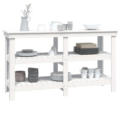 Werkbank 142,5x50x80 cm massief grenenhout wit 142.5 x 50 x 80 cm Wit