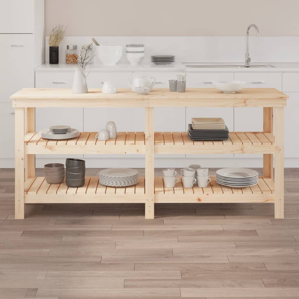 Werkbank 181x50x80 cm massief grenenhout 181 x 50 x 80 cm Naturel