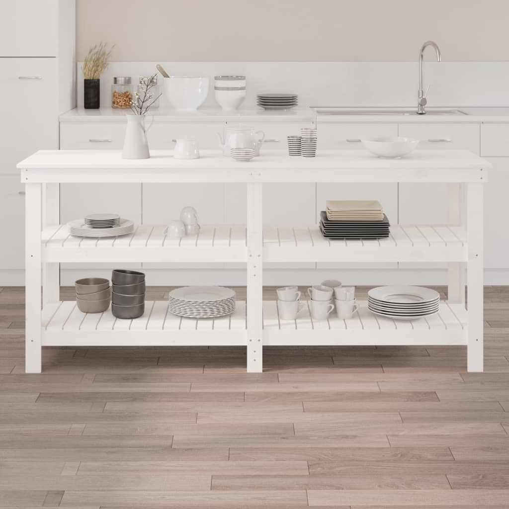 Werkbank 181x50x80 cm massief grenenhout wit 181 x 50 x 80 cm Wit