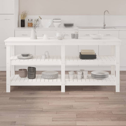 Werkbank 181x50x80 cm massief grenenhout wit 181 x 50 x 80 cm Wit