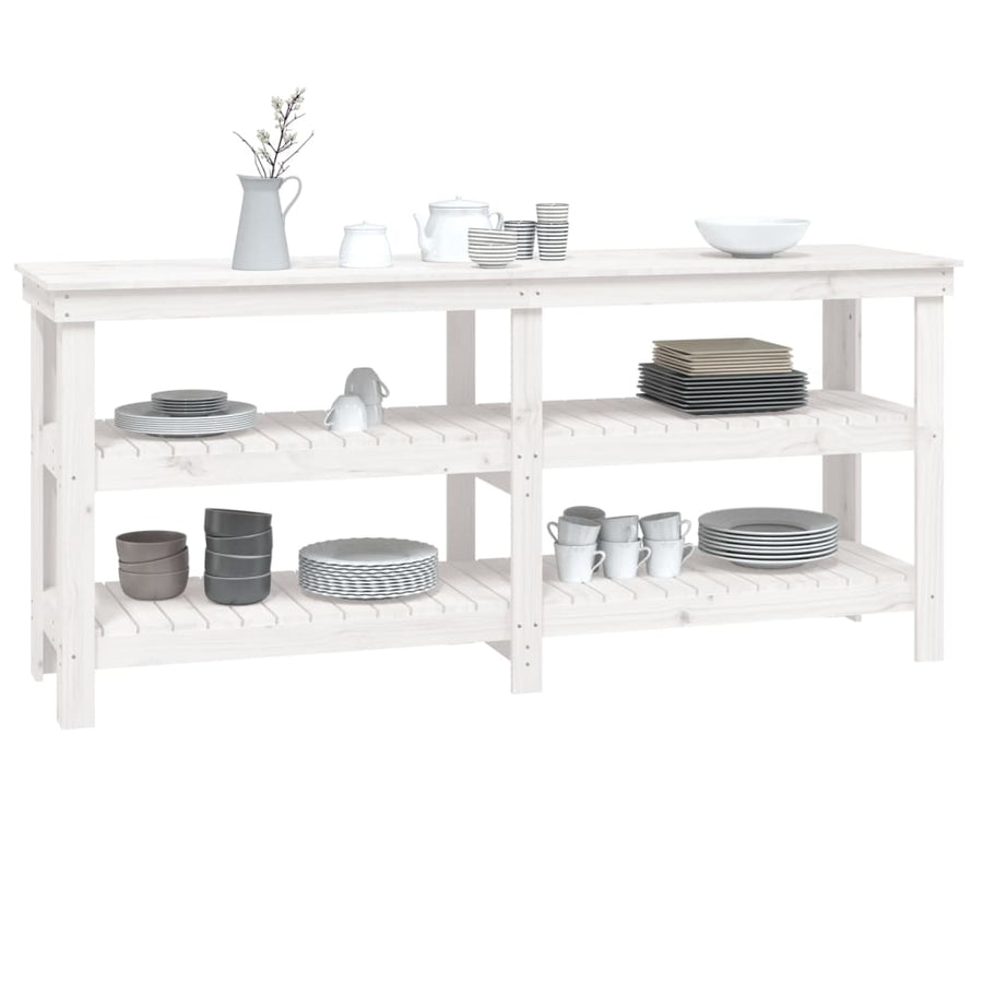 Werkbank 181x50x80 cm massief grenenhout wit 181 x 50 x 80 cm Wit
