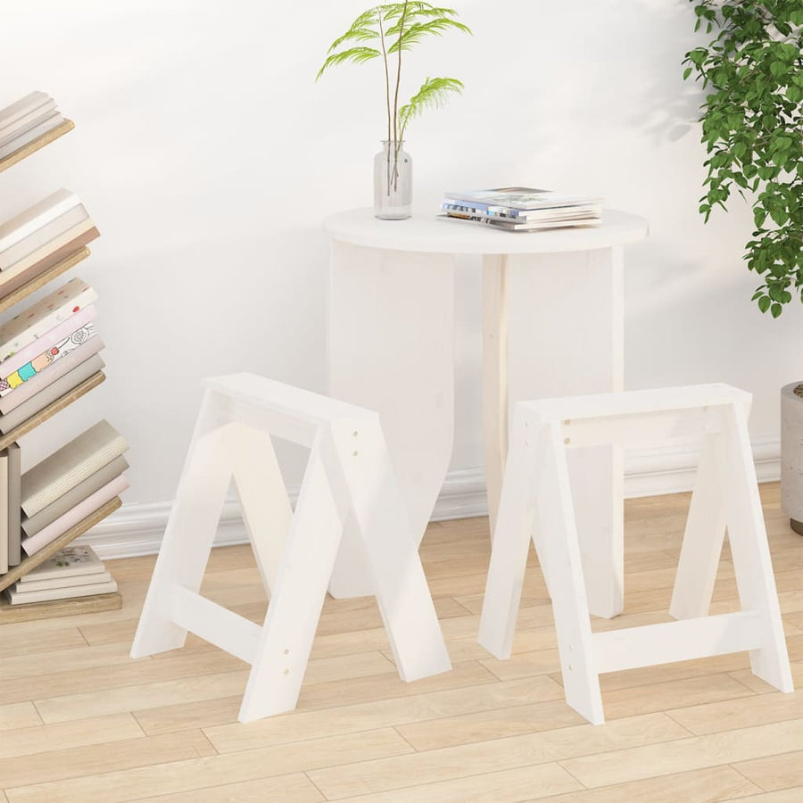 Krukken 2 St 40X40X45 Cm Massief Grenenhout Wit