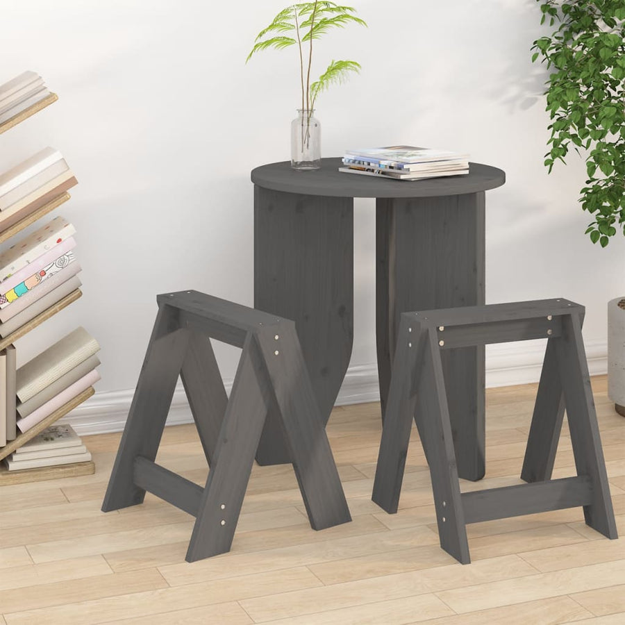 Krukken 2 St 40X40X45 Cm Massief Grenenhout Grijs